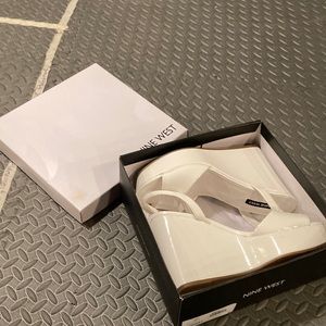 Nine West size 8 patent white wedge heels